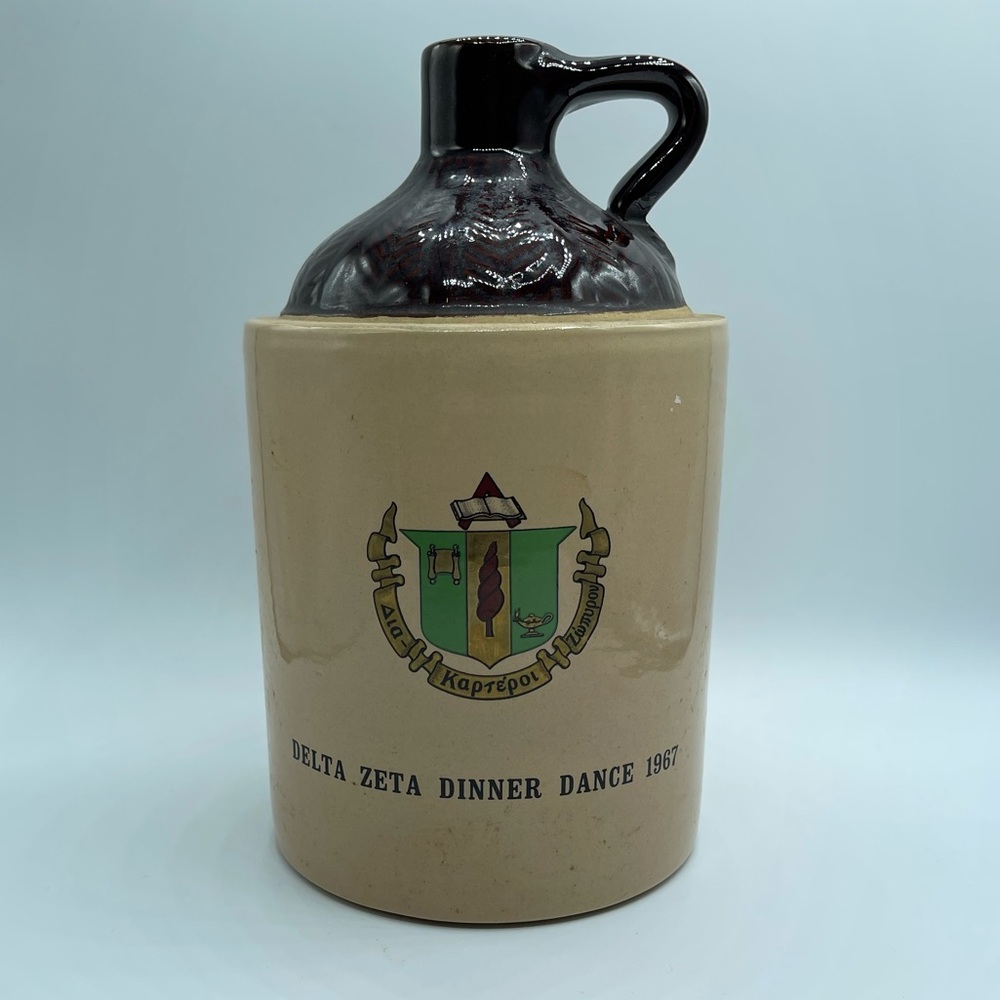 Vintage Delta Zeta Dinner Dance Stoneware Jug 1967 Sorority Decoration